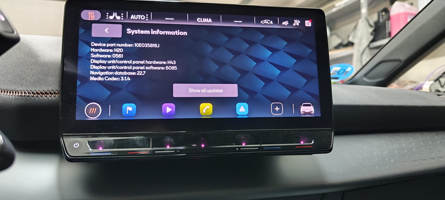 Erste Bestätigte Sichtung von Software 3.1 auf einen "alten" Cupra Born mit Hardware H20